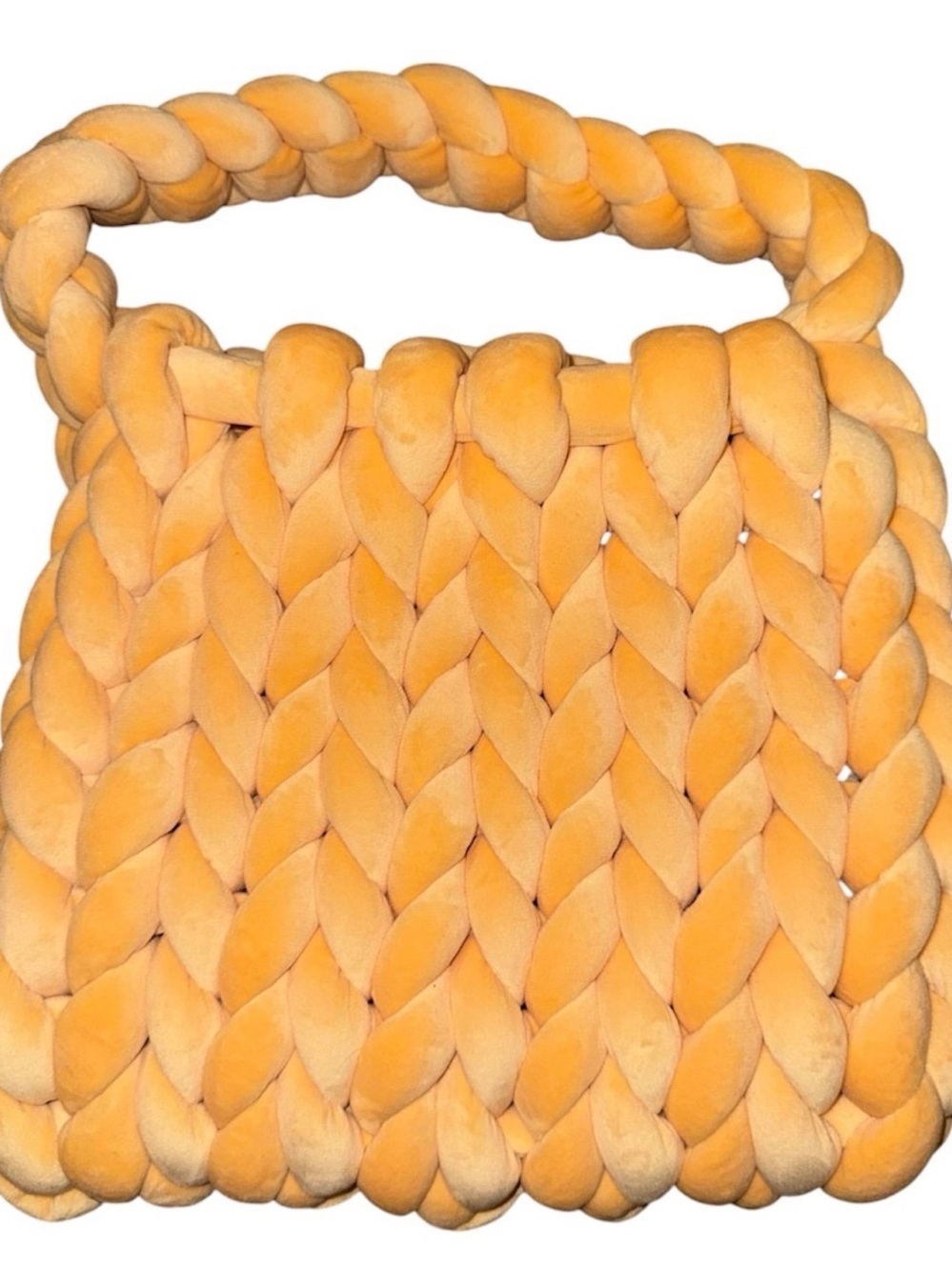 Plush Braided Shoulder Bag — Orange